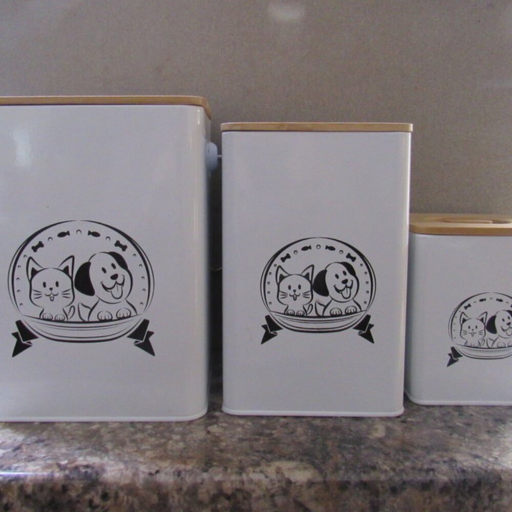Set of Three Pet Food Tins.  NIB.